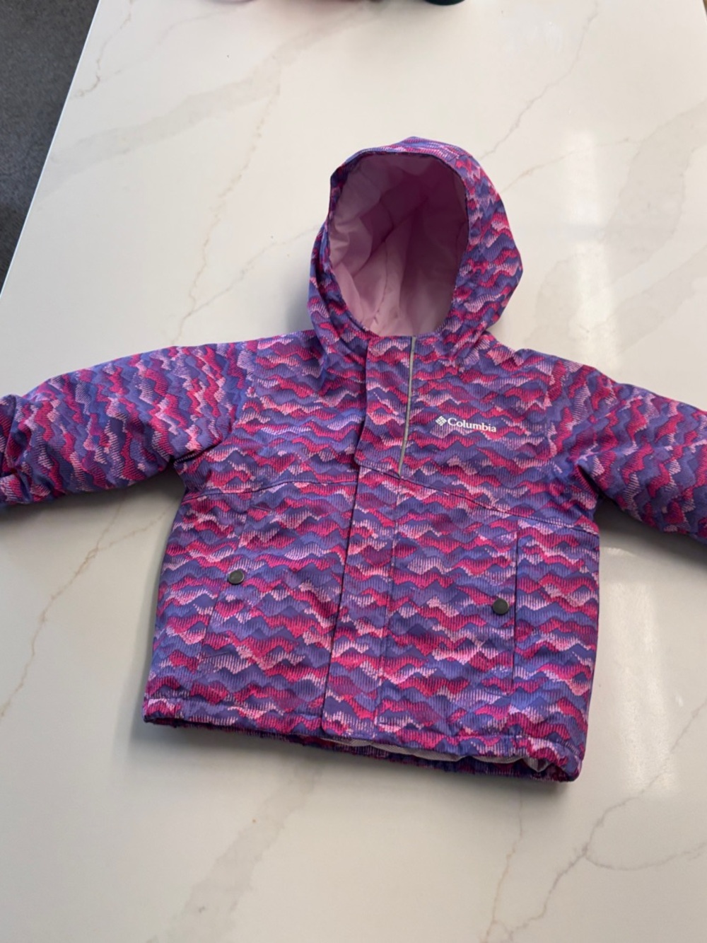 Columbia Purple and Pink Girls' Hooded Patterned Jacket